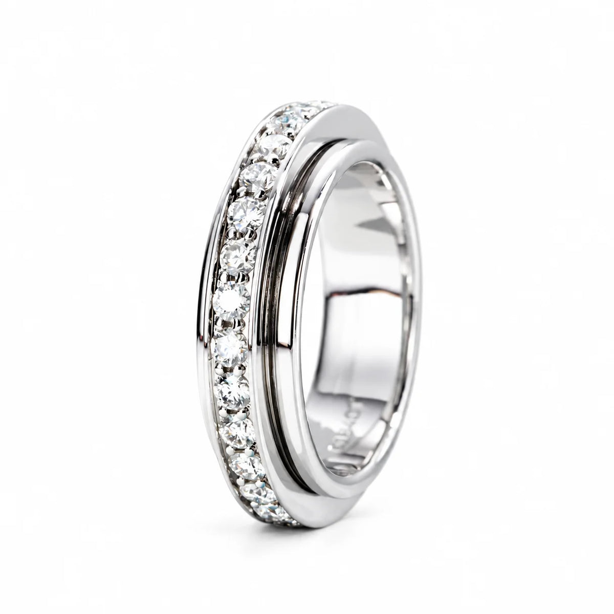 2 MM Moissanite Spinner Eternity Band Ring
