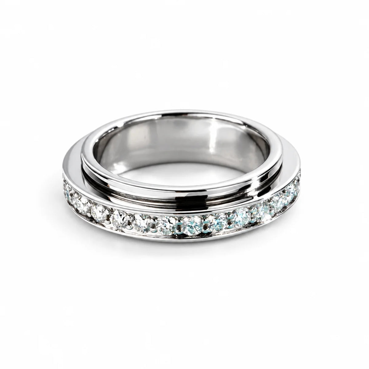 2 MM Moissanite Spinner Eternity Band Ring
