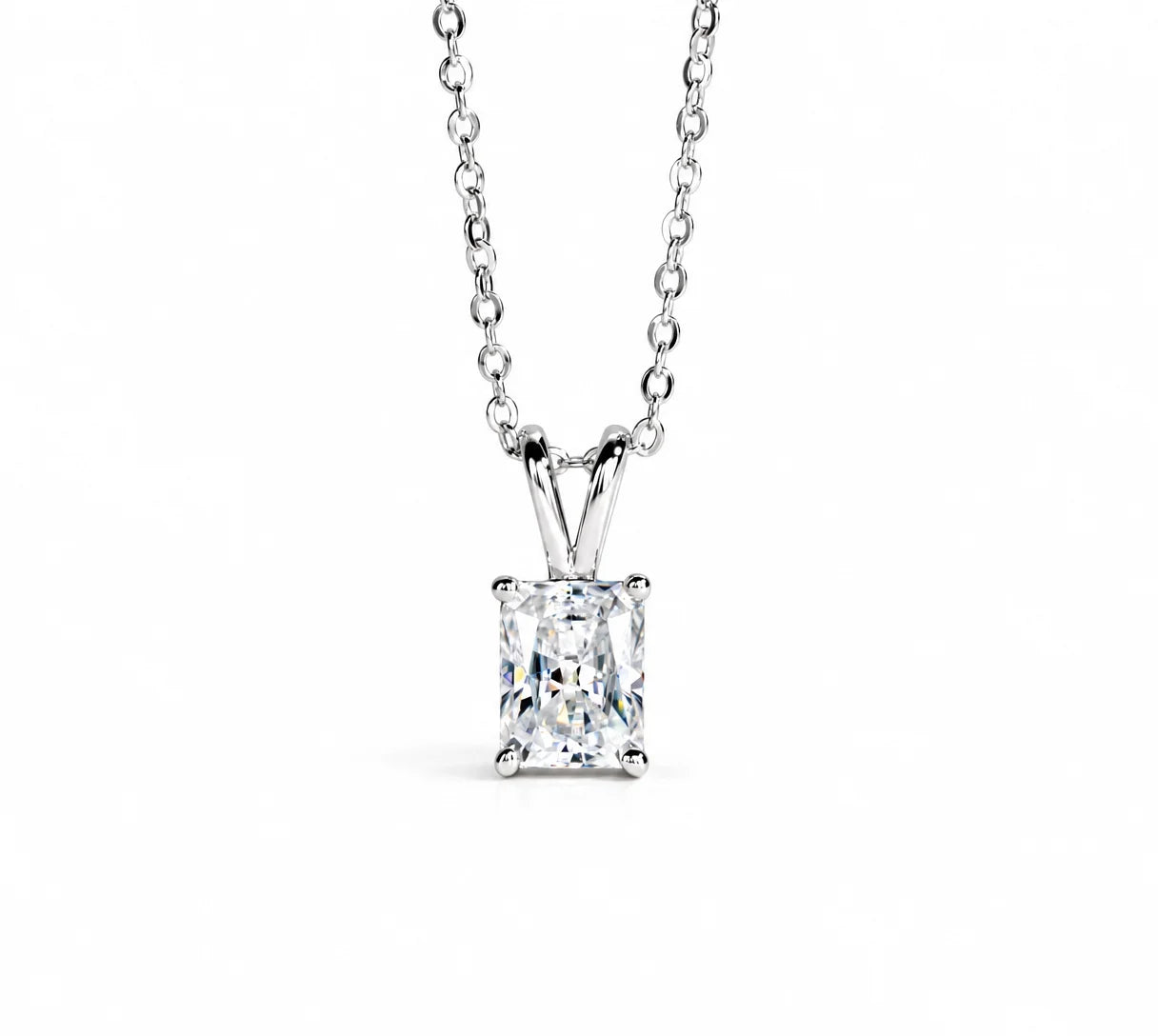 VVS1 D Color Radiant Cut Moissanite Pendant Necklace