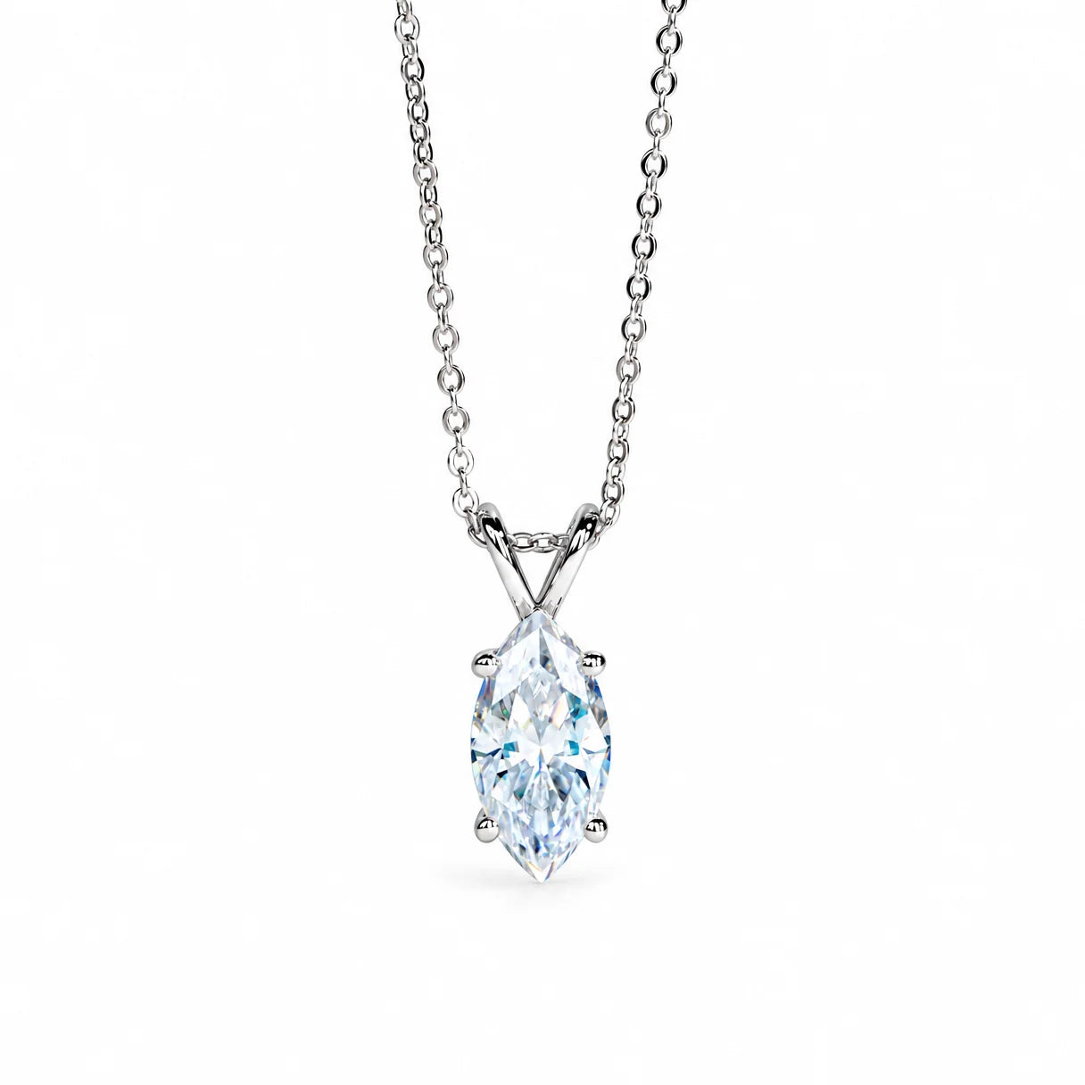 VVS1 D Color Marquise Cut Moissanite Pendant Necklace
