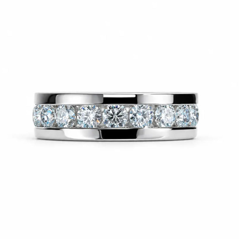 2.1 CTTW Moissanite Eternity Wedding Band