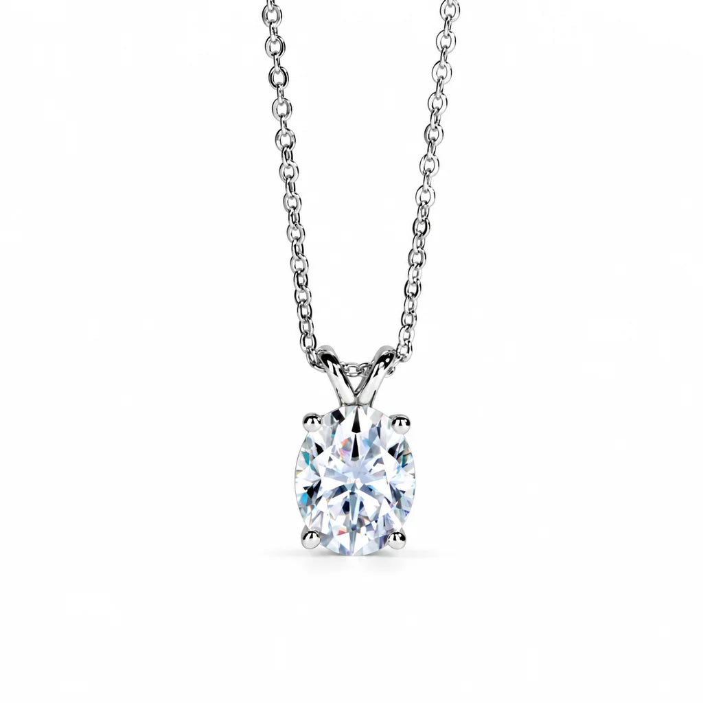 VVS1 D Color Oval Cut Moissanite Pendant Necklace