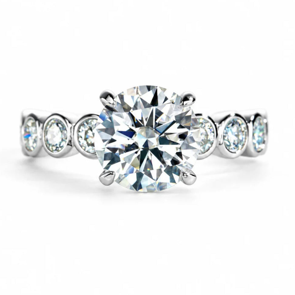 3 CT Round Cut Moissanite Engagement Ring Set