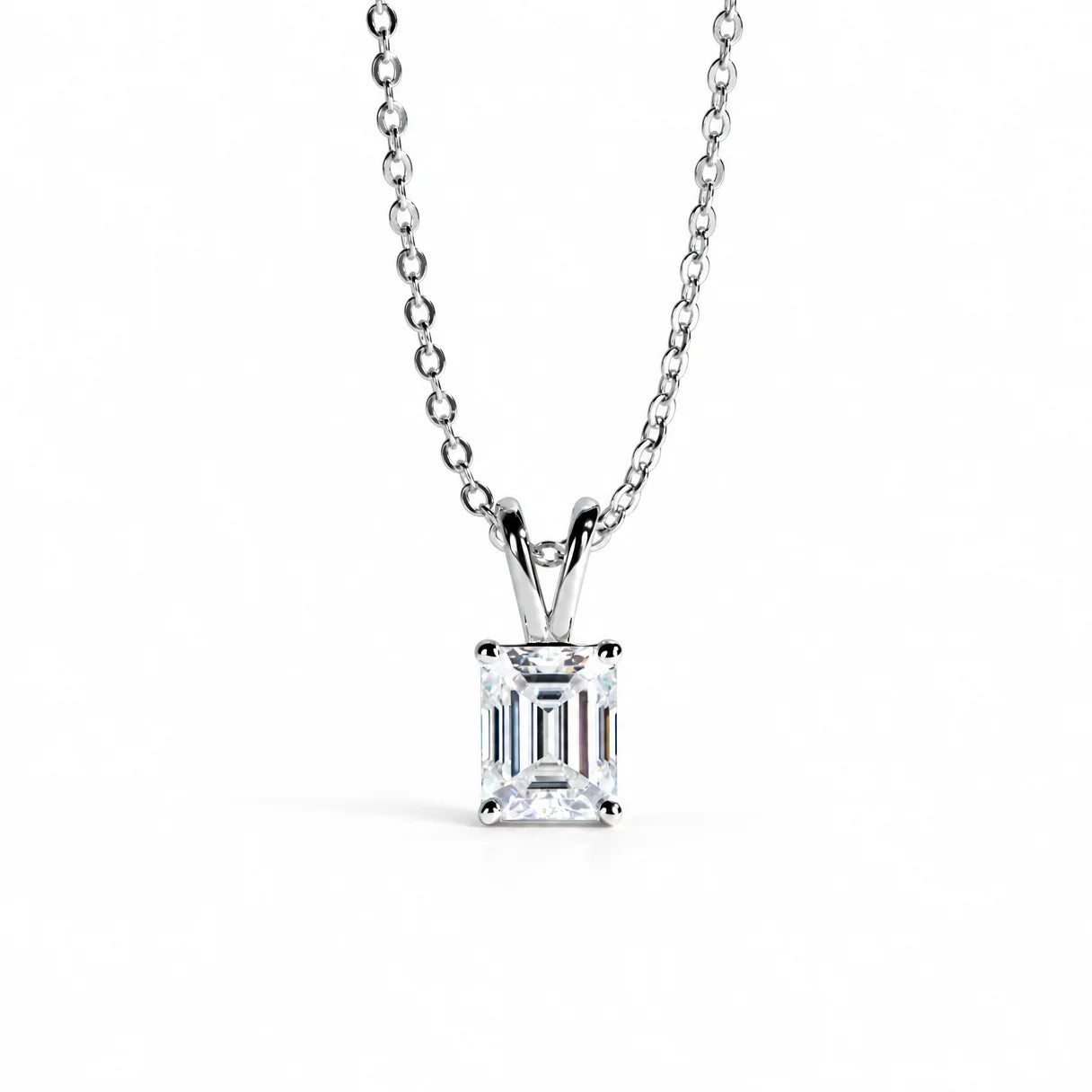 VVS1 D Color Emerald Cut Moissanite Pendant Necklace