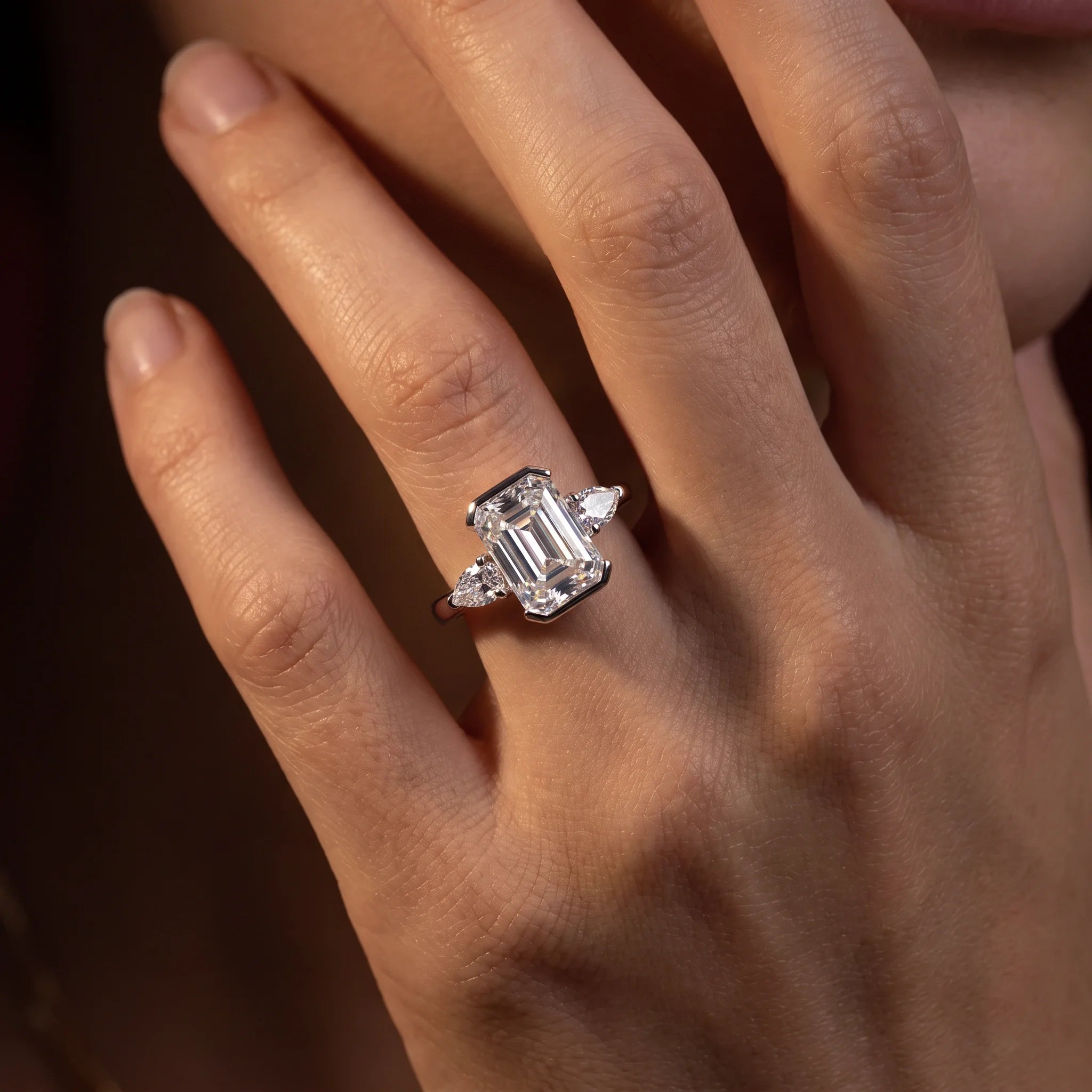 3.6 CTTW Emerald Cut Moissanite Engagement Ring