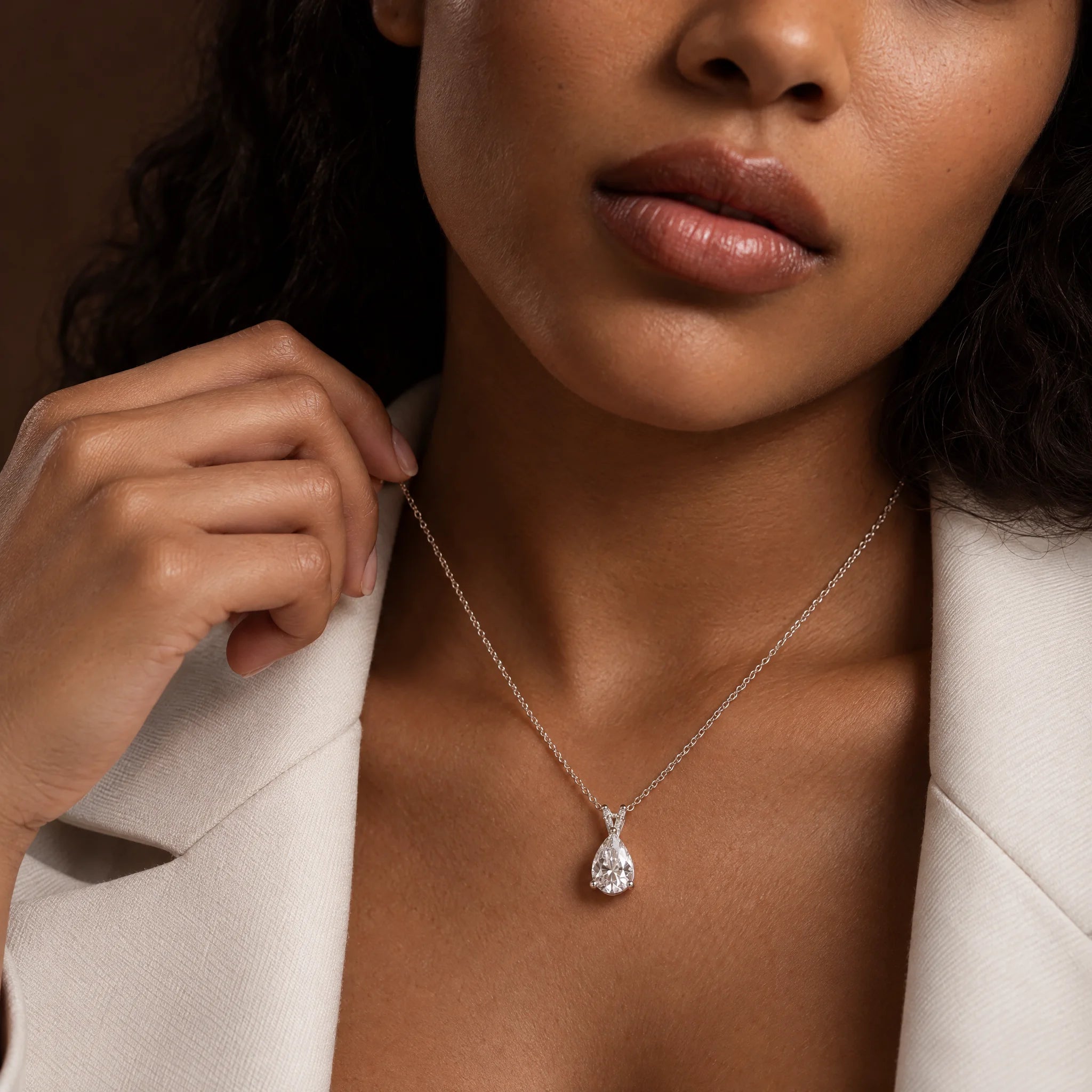 2.5 CT Pear Cut Moissanite Pendant Necklace