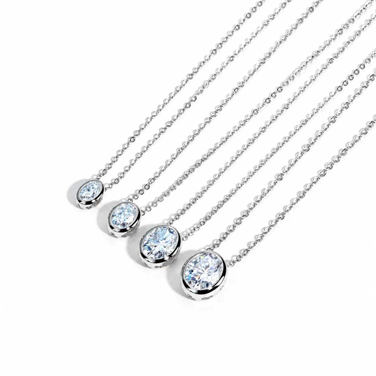 VVS1 D Color Oval Cut Moissanite Bezel Necklace
