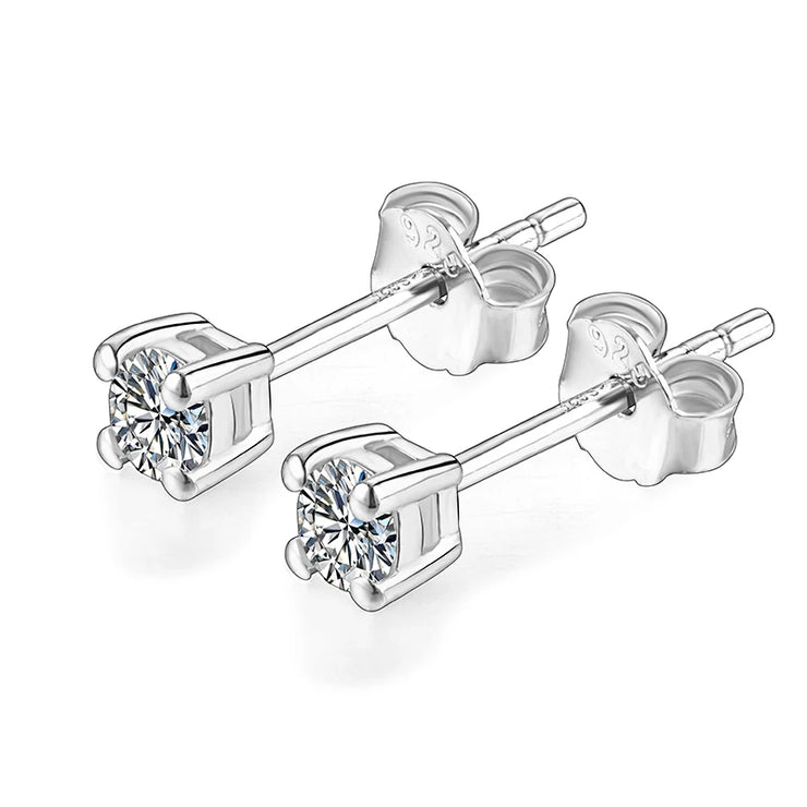 VVS1 Round Cut 3.0MM Moissanite Stud Earrings | S925.