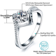 VVS 1 Round Cut 1 CT Moissanite Promise Ring.