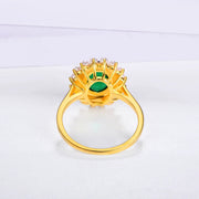 Emerald Pear 18K Yellow Gold Plated Ring.