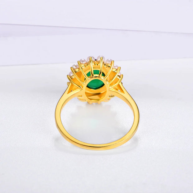 Emerald Pear 18K Yellow Gold Plated Ring.