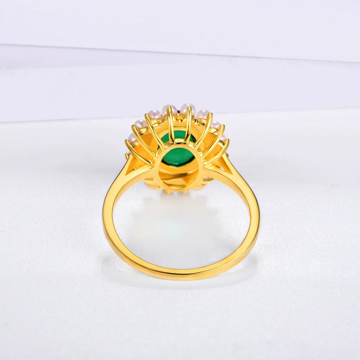 Emerald Pear 18K Yellow Gold Plated Ring.