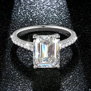 3.0CT VVS1 D Color Emerald Cut Moissanite Engagement Ring.