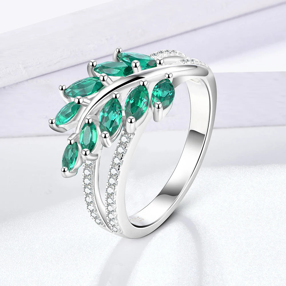 VVS1 D Color Lab Grown Emerald Ring | S925.