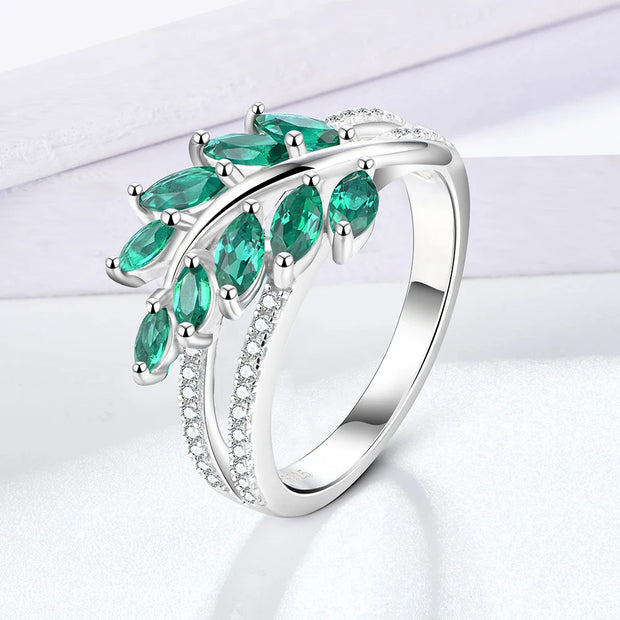 VVS1 D Color Lab Grown Emerald Ring | S925.
