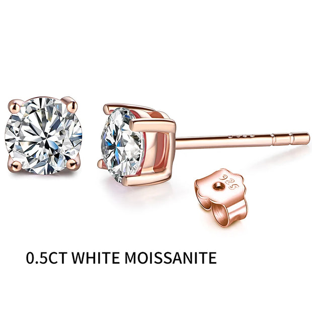 1CT VVS1 Plated Moissanite Stud Earrings | 18K Rose Gold.