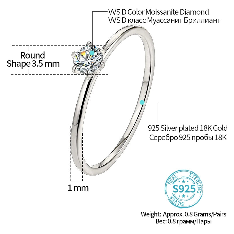 0.2CT 18K White Gold Plated Moissanite Promise Ring.