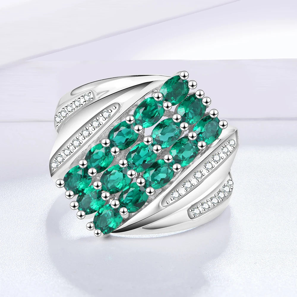 VVS1 Lab Grown Emerald Gemstone Ring.