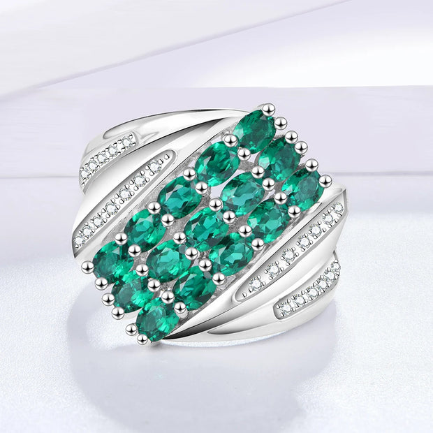 VVS1 Lab Grown Emerald Gemstone Ring.