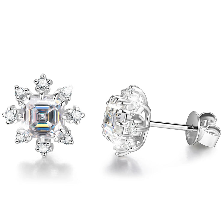 VVS1 D Color Multi-stone Moissanite Ear Studs | S925.