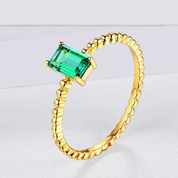 VVS1 6x4mm Emerald Gemstone Promise Ring.