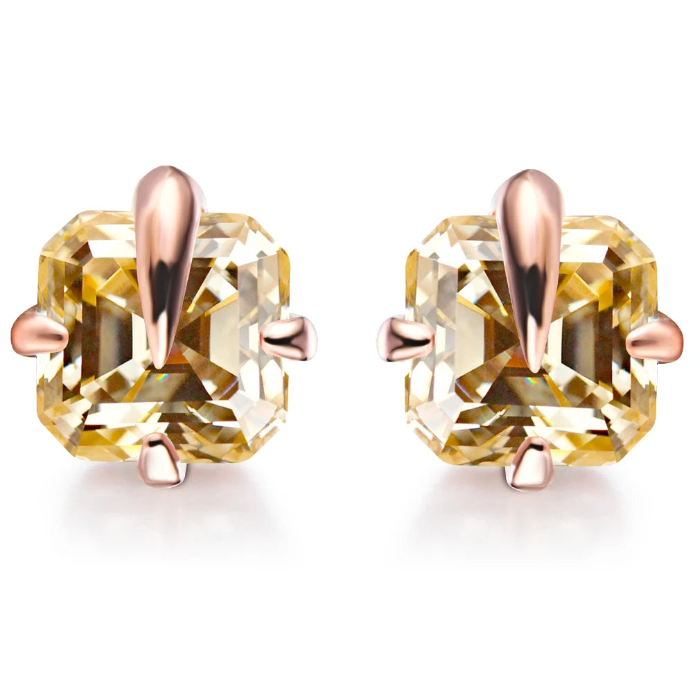 0.8 CT Asscher Cut Moissanite Stud Earrings | S925.