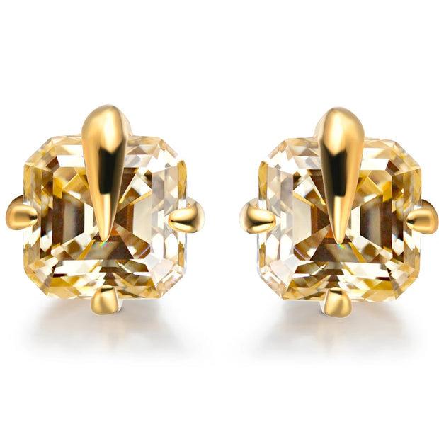 0.8 CT Asscher Cut Moissanite Stud Earrings | S925.