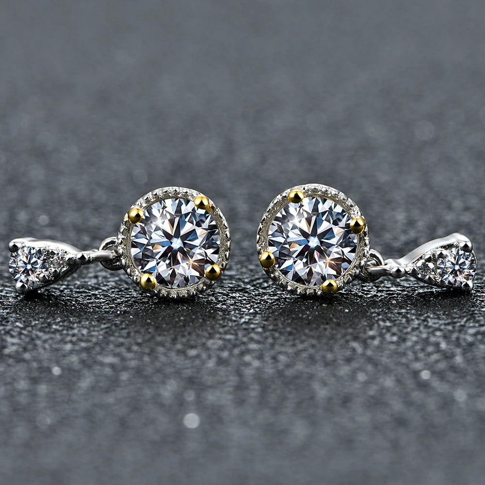1 CT VVS1 Moissanite Stud Earrings | 925 Sterling Silver.