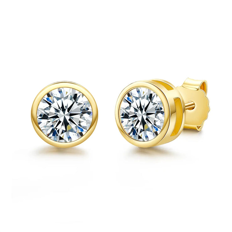 1CT/2CT VVS1 D Color Moissanite Stud Earrings | Round Cut.