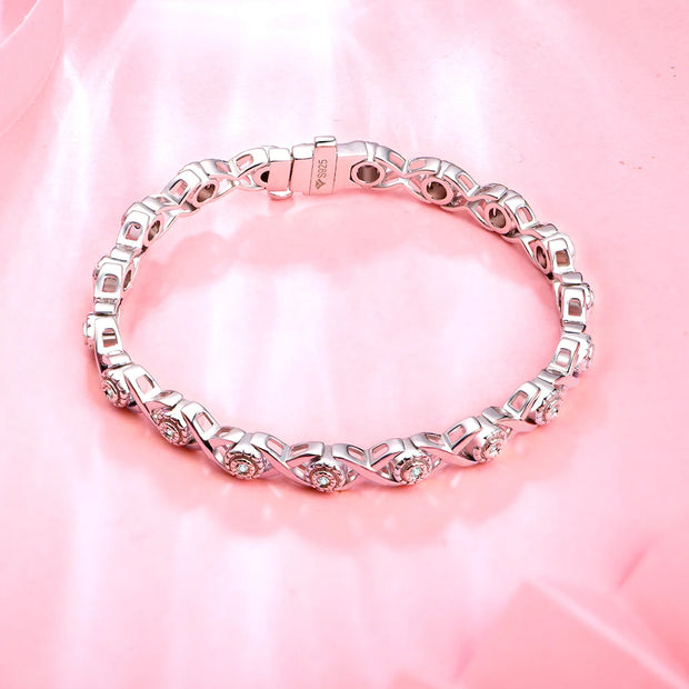 1.25 MM VVS1 D Color Round Cut Tennis Moissanite Bracelet | S925.