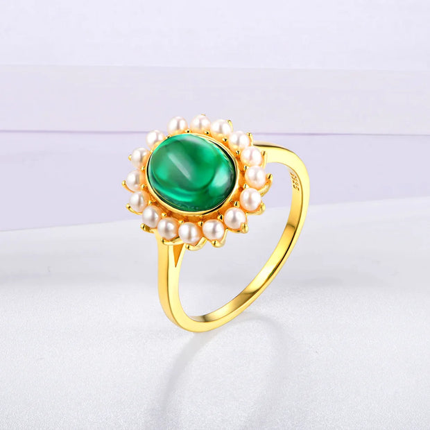 Emerald Pear 18K Yellow Gold Plated Ring.