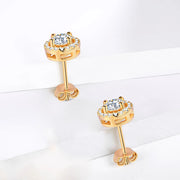 1 Carat Moissanite VVS1 D Color Stud Earrings | 18K Gold Plated.