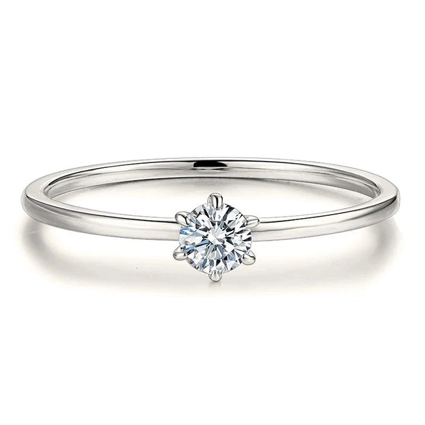 0.2CT 18K White Gold Plated Moissanite Promise Ring.