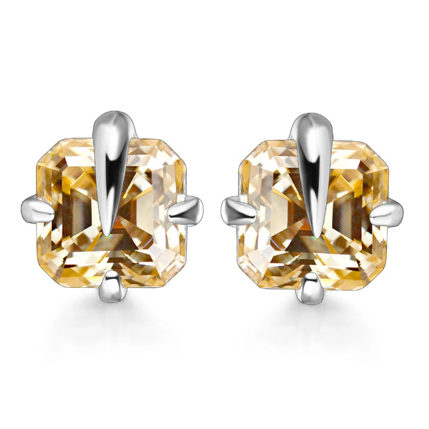 0.8 CT Asscher Cut Moissanite Stud Earrings | S925.