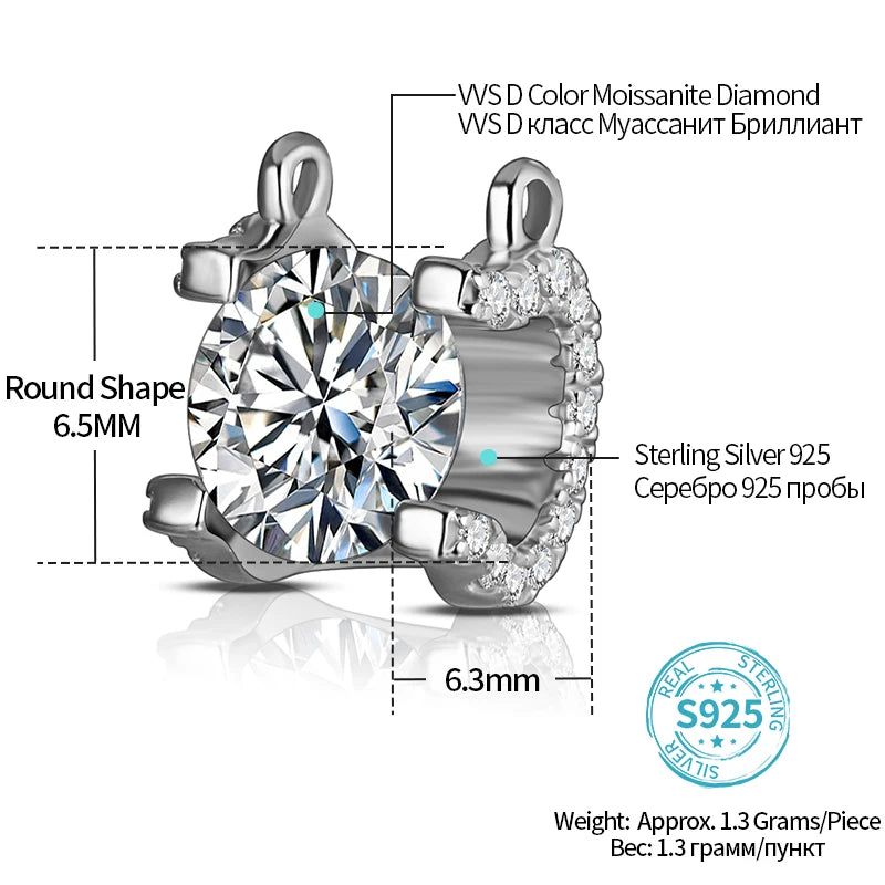 6.3MM VVS1 D Color Moissanite Pendant Necklace | S925.