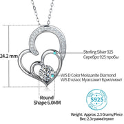 6MM Heart Shaped Moissanite Pendant Necklace | Round Cut.