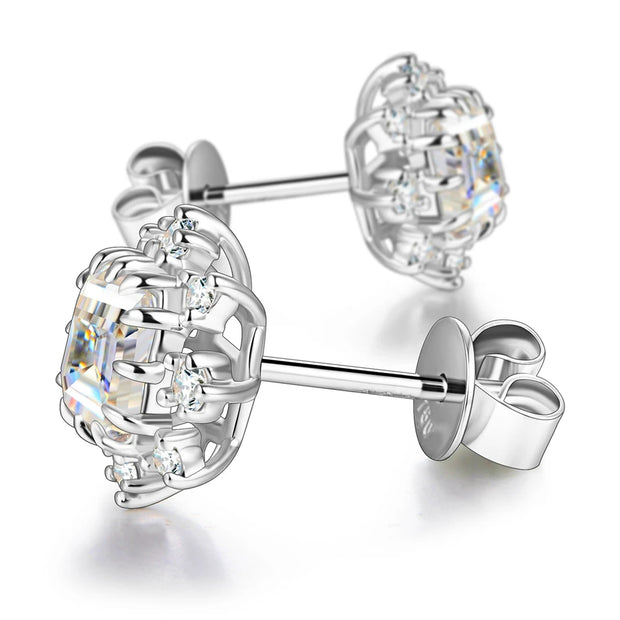 VVS1 D Color Multi-stone Moissanite Ear Studs | S925.