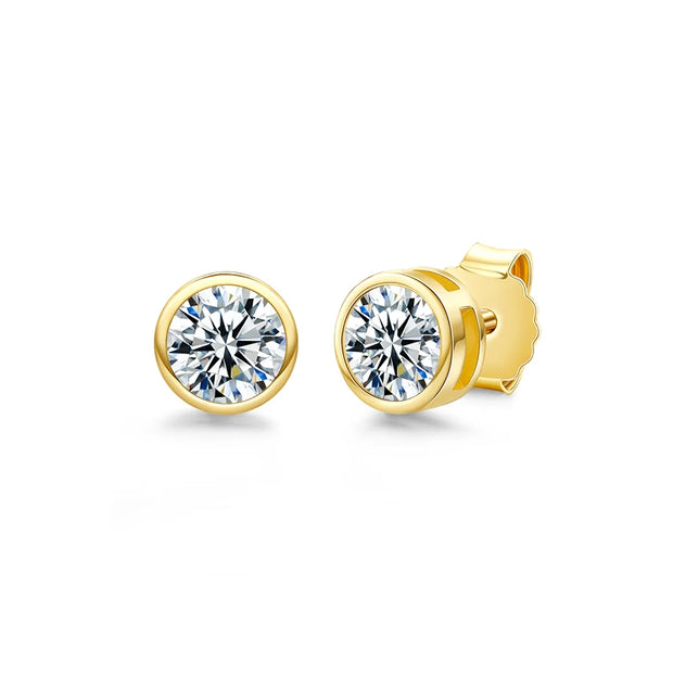 1CT/2CT VVS1 D Color Moissanite Stud Earrings | Round Cut.