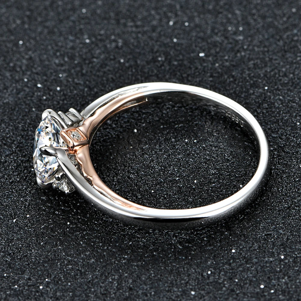 18K Rose Gold Plated Moissanite Promise Ring |S925.