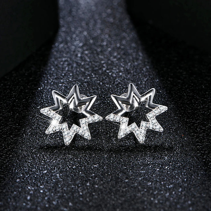 VVS1 D Color Star Shaped Moissanite Stud Earrings | s925.