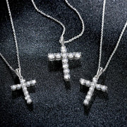 VVS1 3.5MM Round Cut Cross Pendant Necklace | S925.