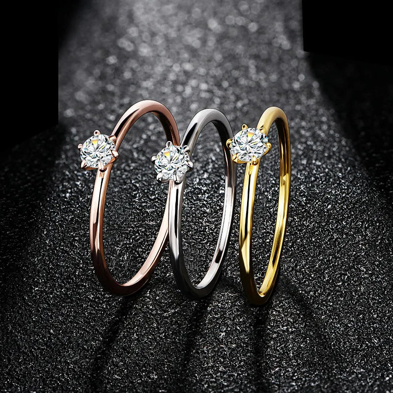 0.2CT 18K White Gold Plated Moissanite Promise Ring.