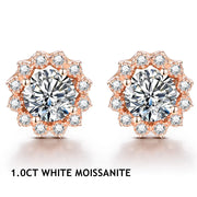 VVS1 D Color Round Cut Stud Earrings | S925 18K Rose Gold Plated.