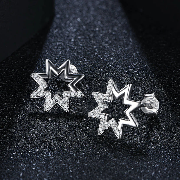 VVS1 D Color Star Shaped Moissanite Stud Earrings | s925.