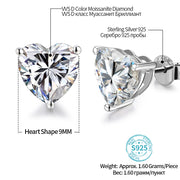 Heart Moissanite Diamond Earrings 925 Sterling Silver.