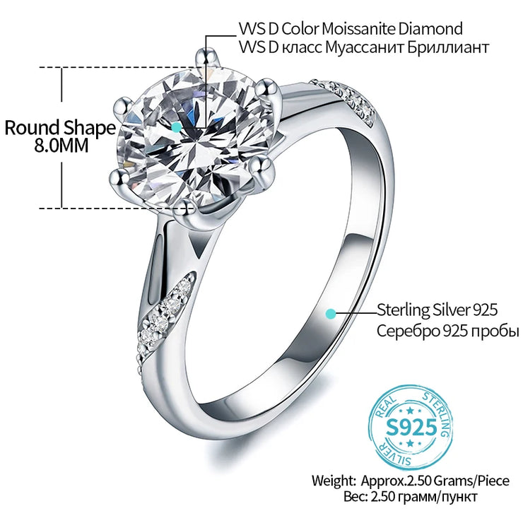 VVS1 D Colo 8MM Moissanite Engagement Ring | Round Cut.