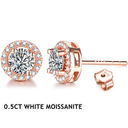 1 Carat Moissanite VVS1 D Color Stud Earrings | 18K Gold Plated.