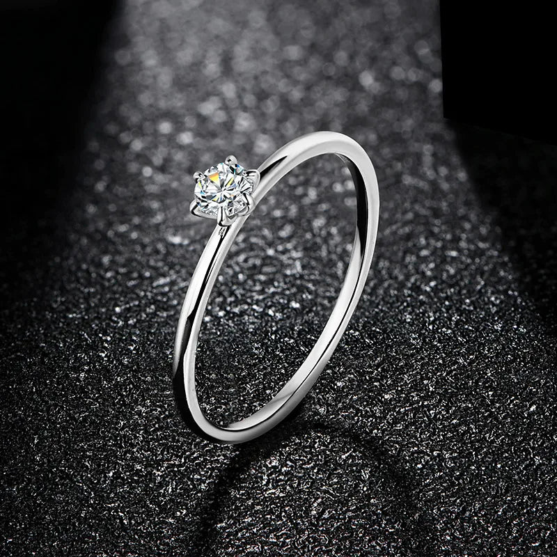 0.2CT 18K White Gold Plated Moissanite Promise Ring.