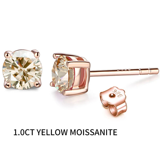 1CT VVS1 Plated Moissanite Stud Earrings | 18K Rose Gold.