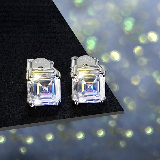 0.8ct 6.0mm D Color VVS1 Cut 18K White Gold Plated Earrings.